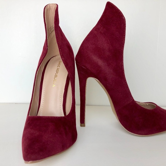Shoe Republic LA Burgundy Red Pointy toe Heel - Picture 4 of 5